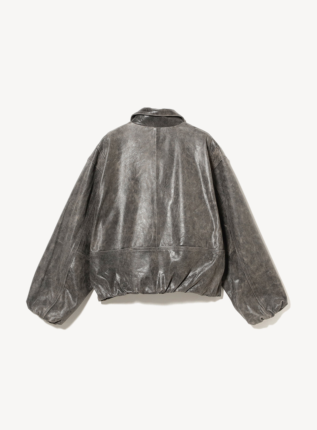 Goat Leather Wide Short Fit Zip Jacket