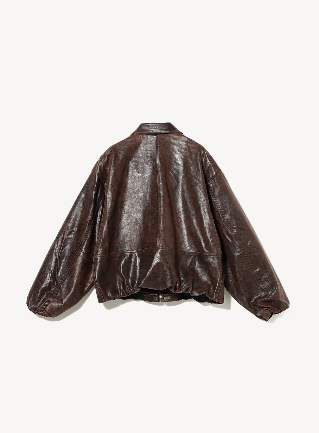Goat Leather Wide Short Fit Zip Jacket
