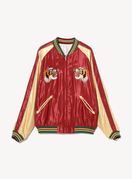 ERD 23FW オピウム刺繍レザージャケット 赤 Reversible Souvenir Jacket 170
