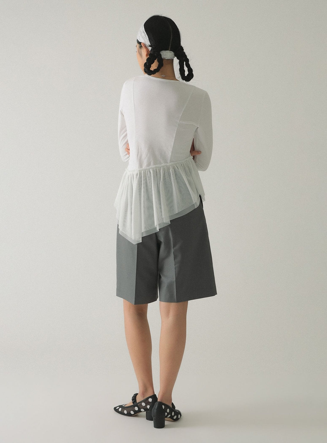 Tulle Asymmetrical Hem T-Shirt