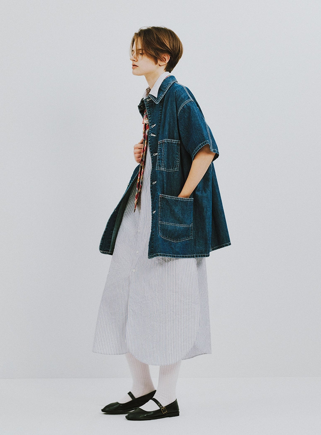 Denim Coverall Short Sleeve Jacket