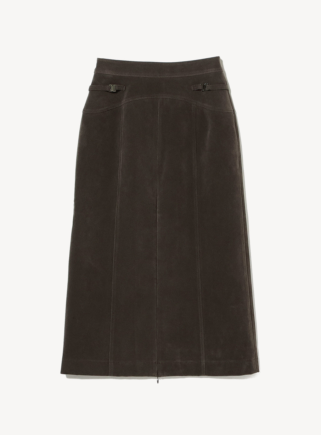 Faux Suede Zip Slit Skirt