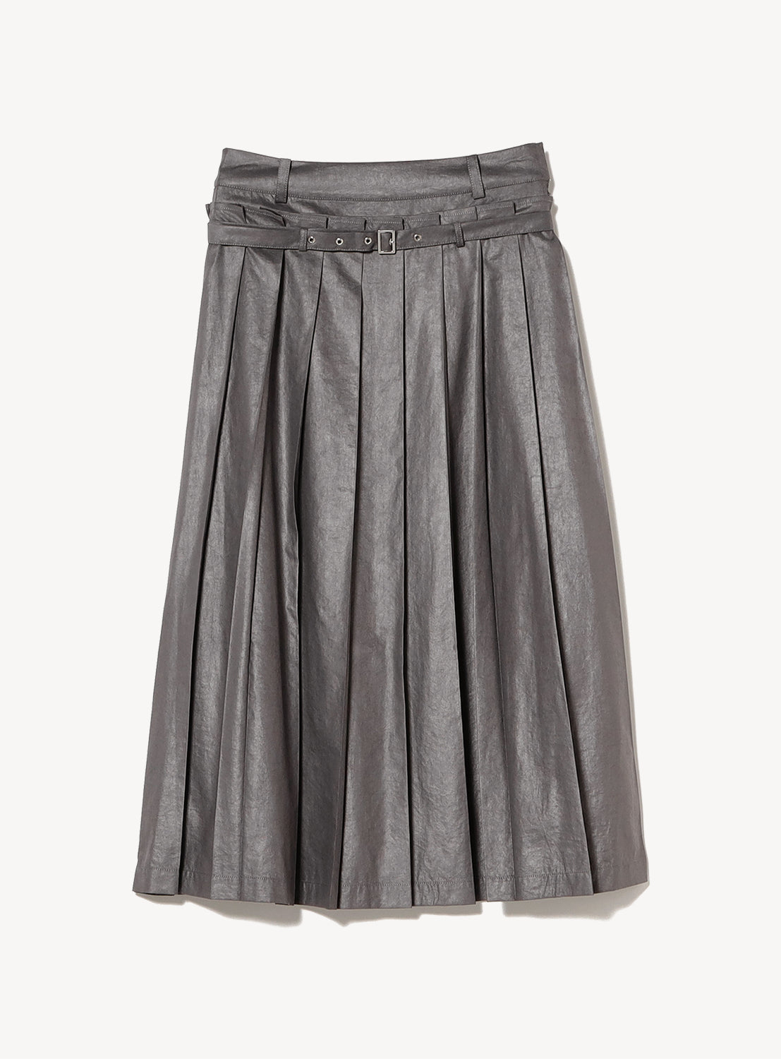 Leather-Like Pleated Skirt