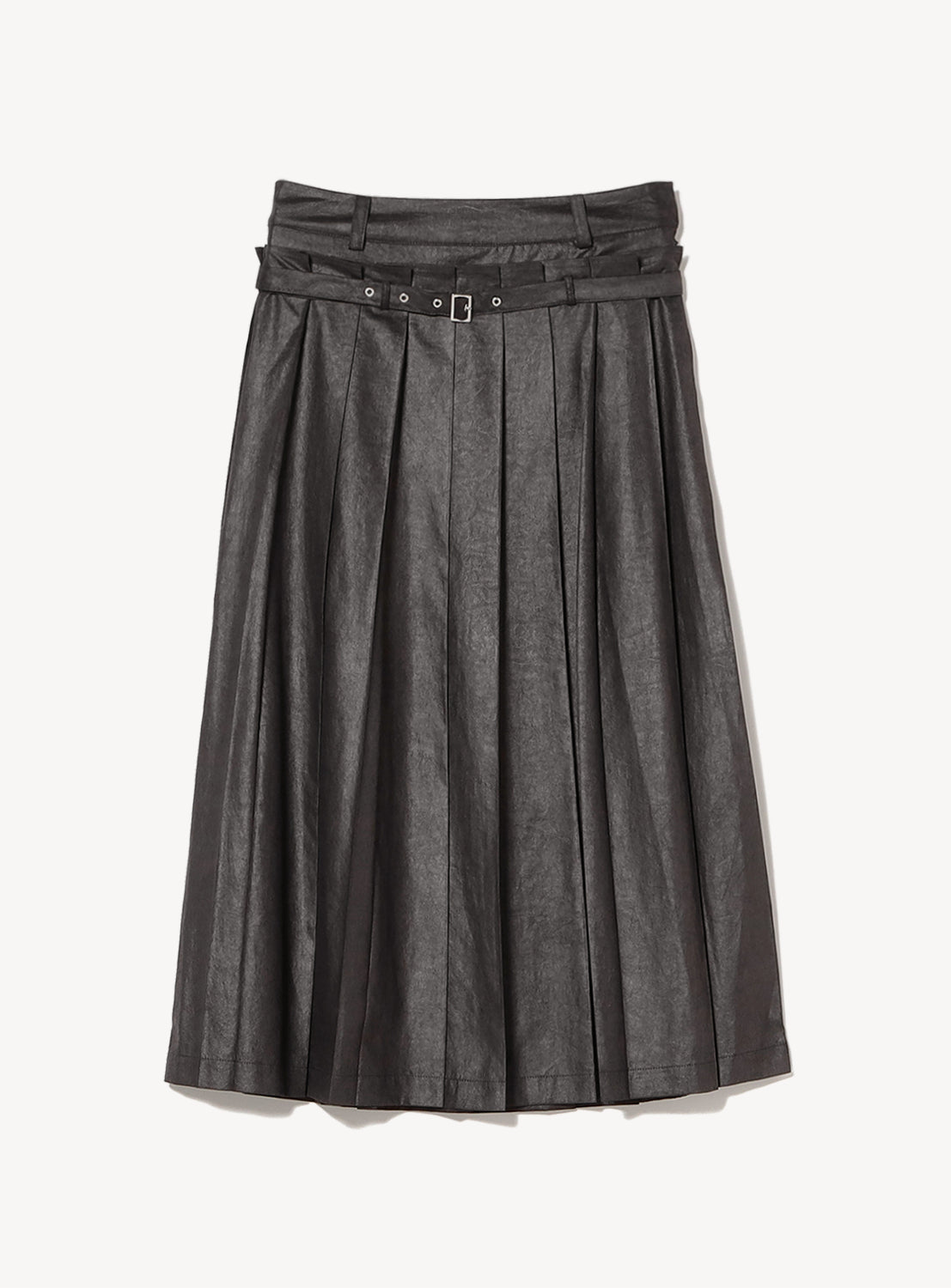 Leather-Like Pleated Skirt