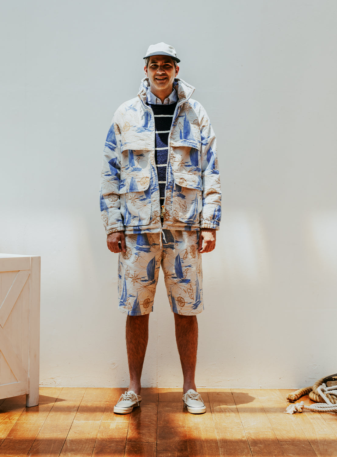 2 Pleats Relax Shorts Yacht Jacquard