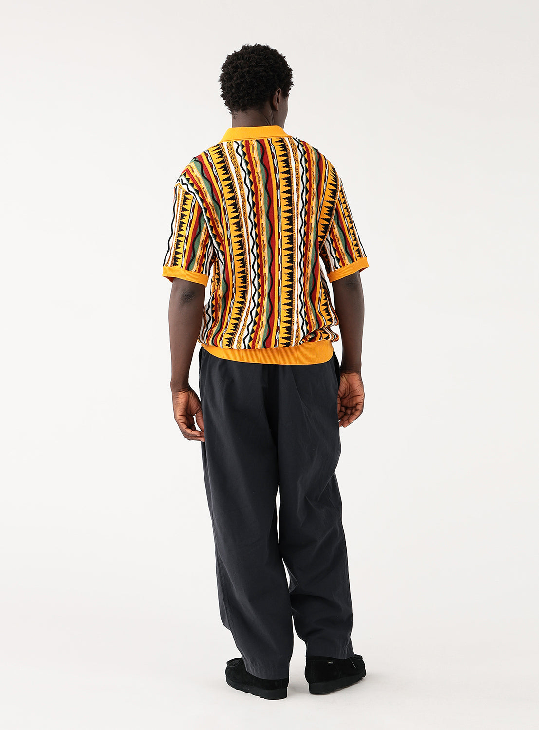 3D Stripe Knit Polo Shirt