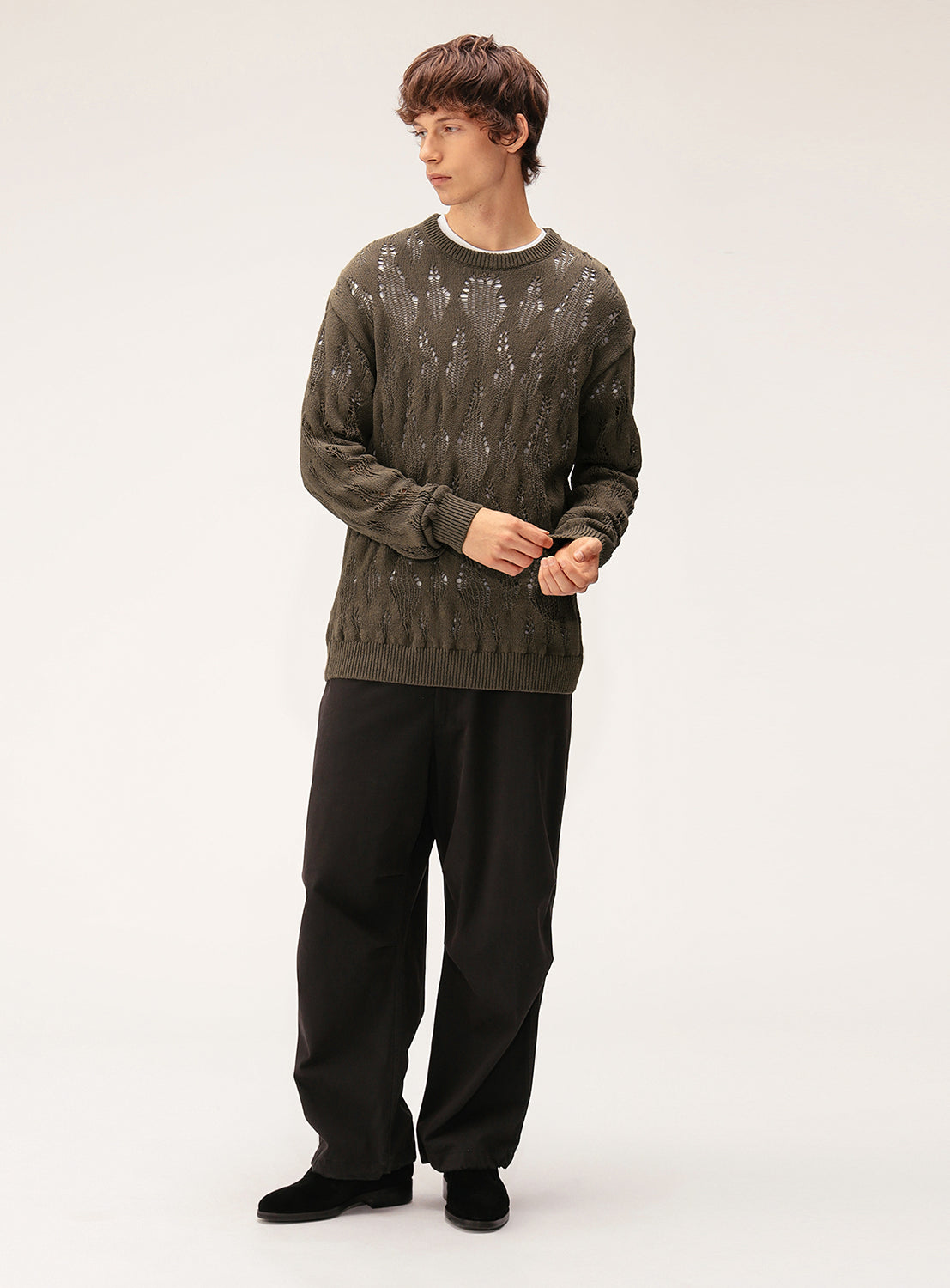 トップス BEAMS 3 Gauge Crochet Crew Neck Knit 3 Gauge Crew Neck Knit