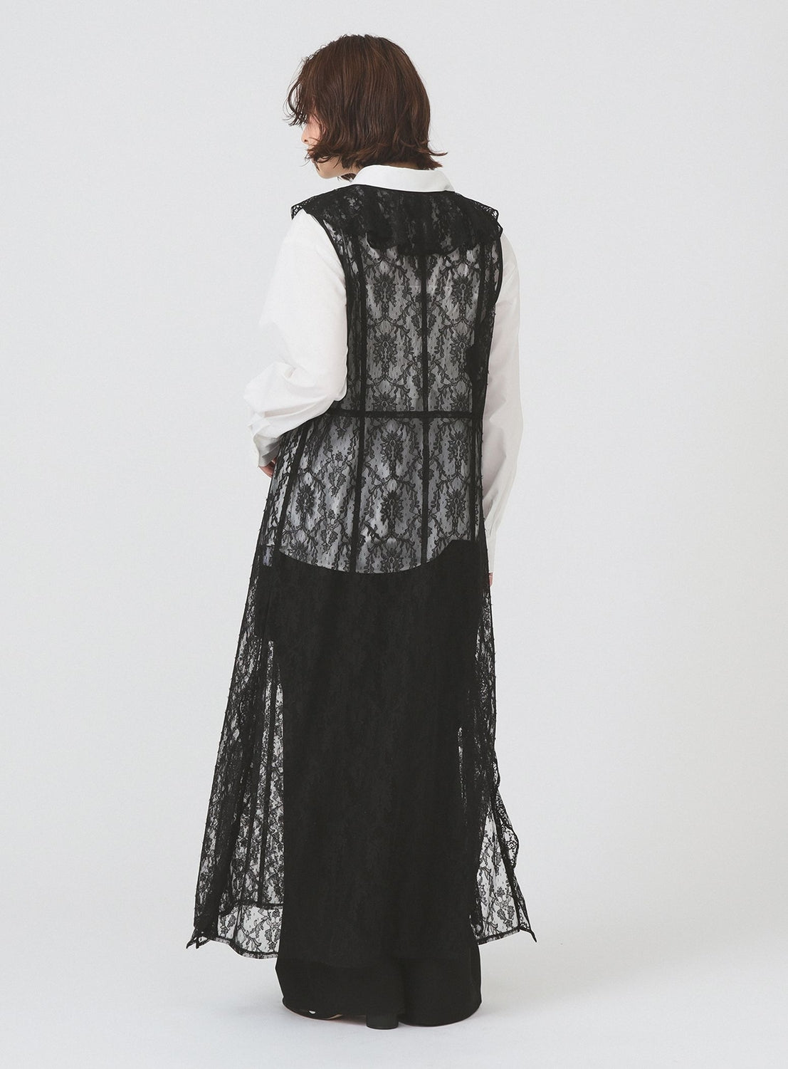 Ruffle Collar Lace Vest Dress
