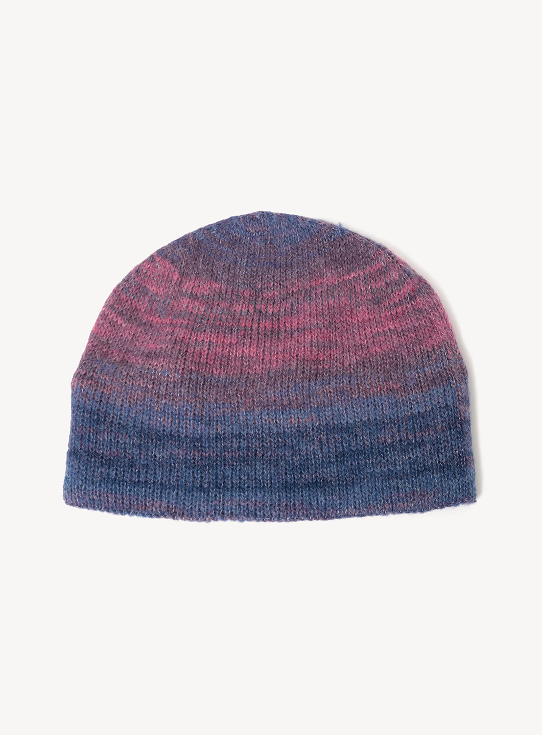 BEAMS Gradient Watch Cap in a soft knit with a smoky blue and purple gradient pattern, made in Japan.