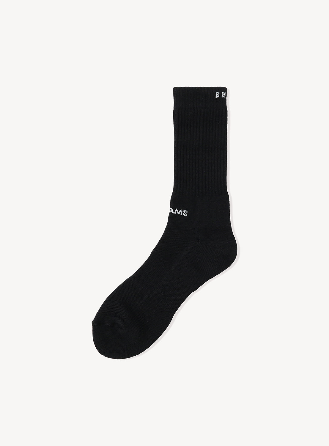 Black ribbed New Basic Socks featuring a small white BEAMS logo near the cuff.