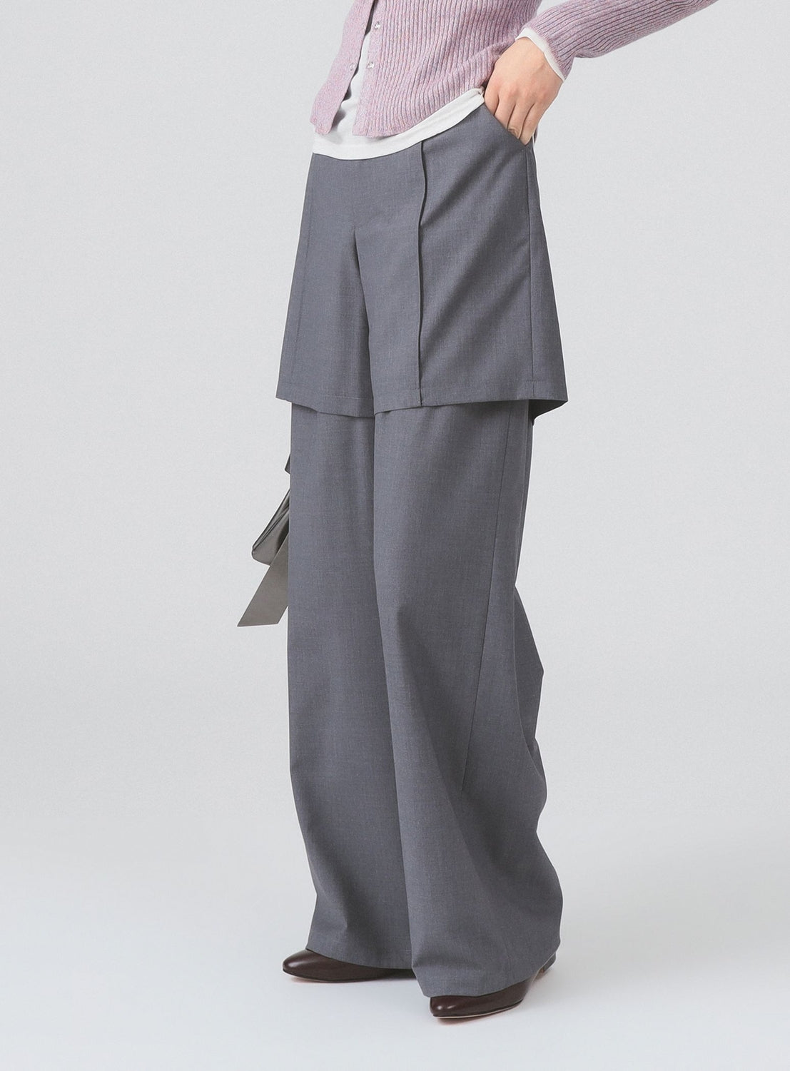 Half Layered Wide-Leg Trousers