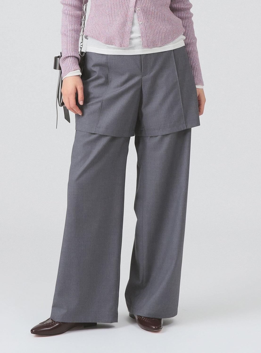 Half Layered Wide-Leg Trousers