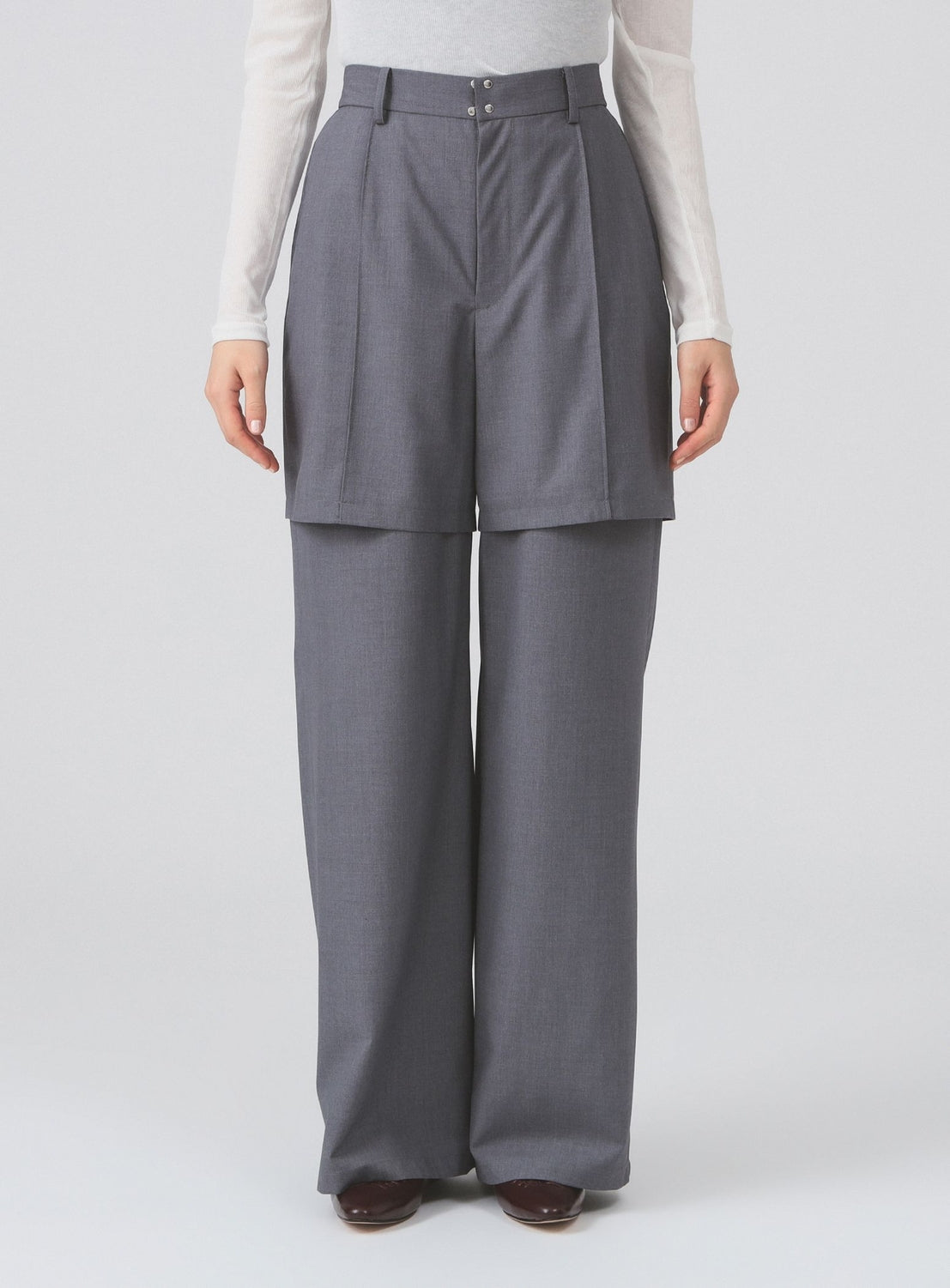 Half Layered Wide-Leg Trousers