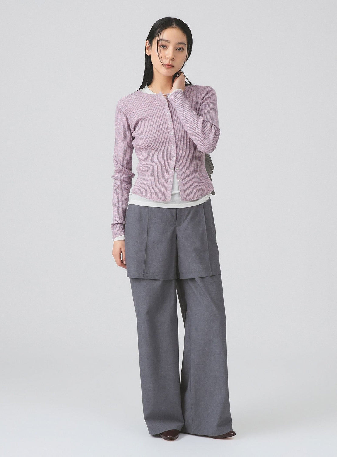 Half Layered Wide-Leg Trousers