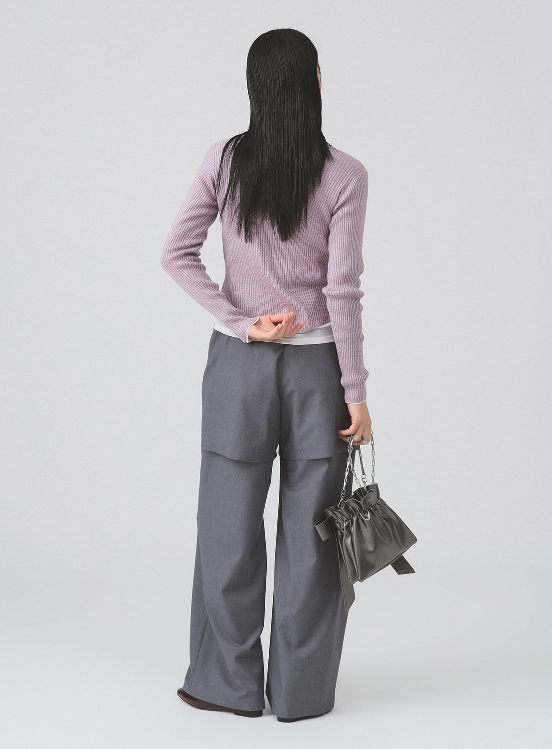 Half Layered Wide-Leg Trousers