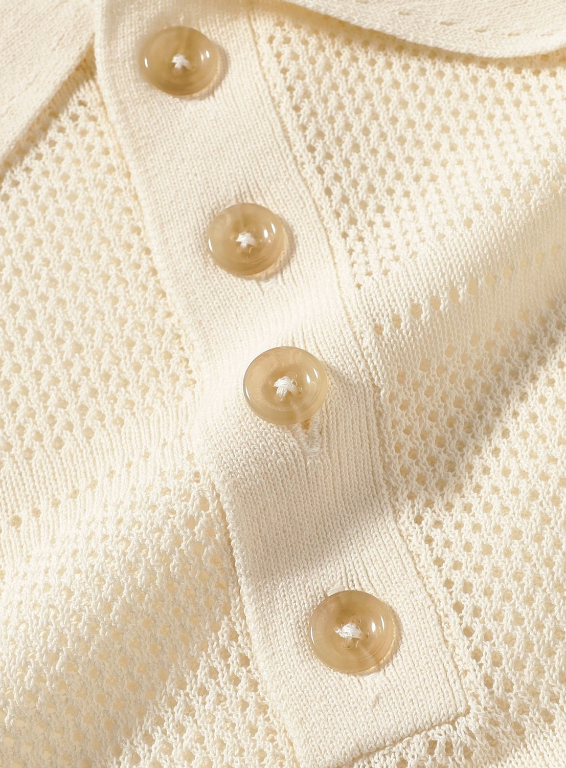 Openwork Knit Polo Shirt