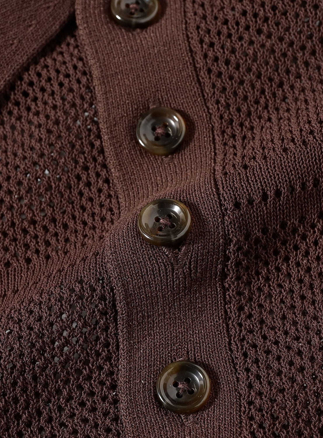 Openwork Knit Polo Shirt