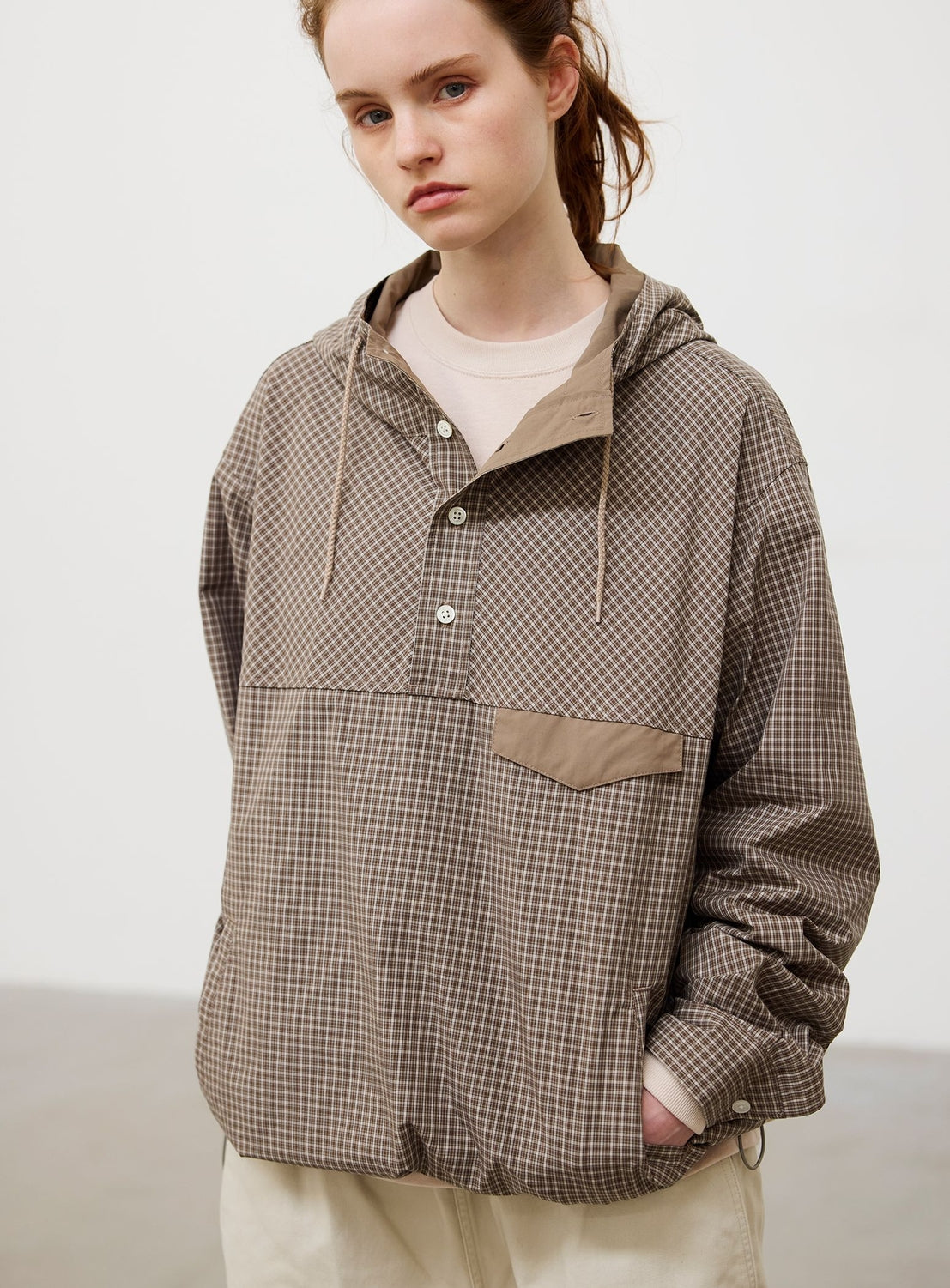 Check Pullover Anorak Shirt