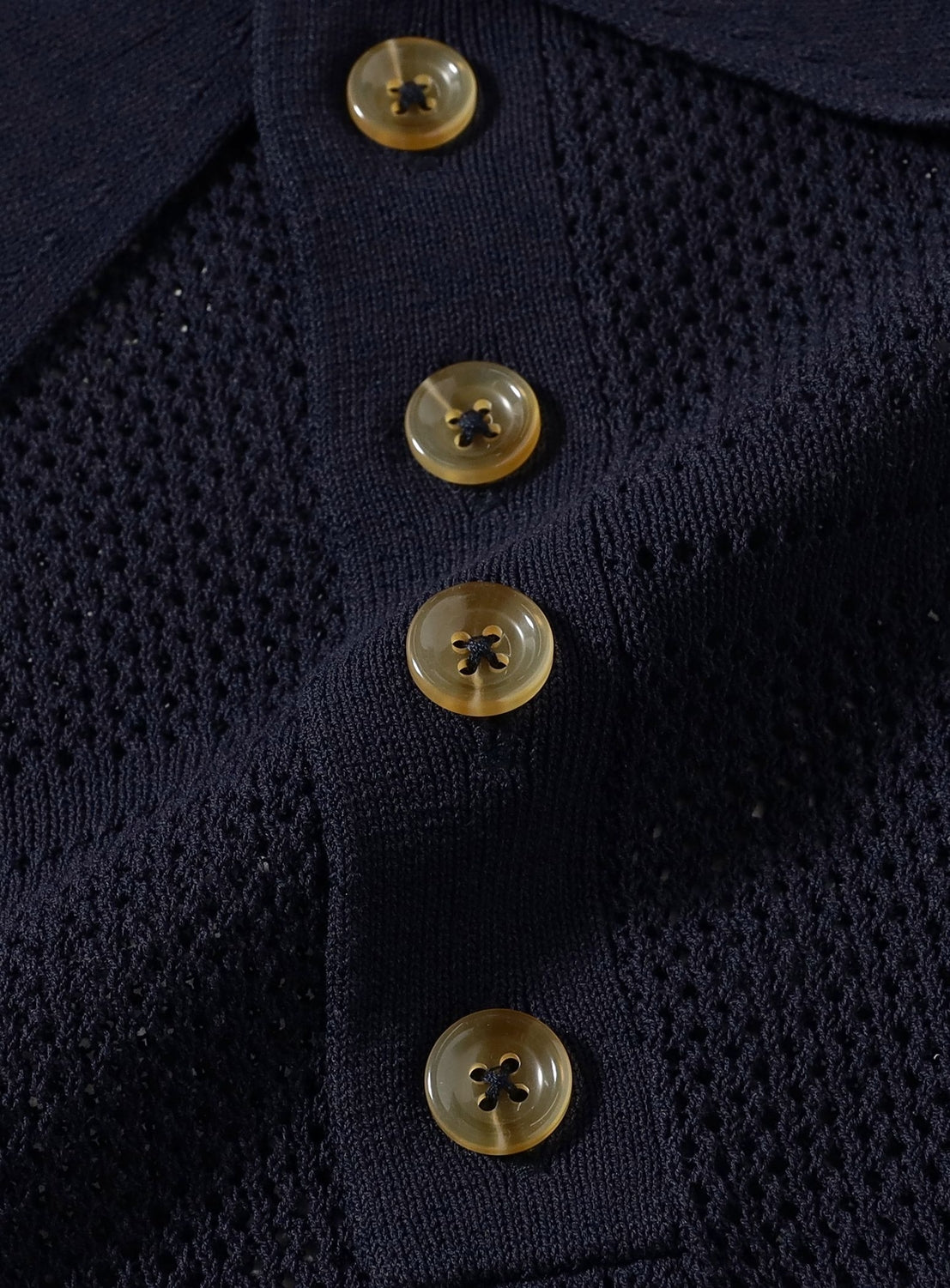 Openwork Knit Polo Shirt