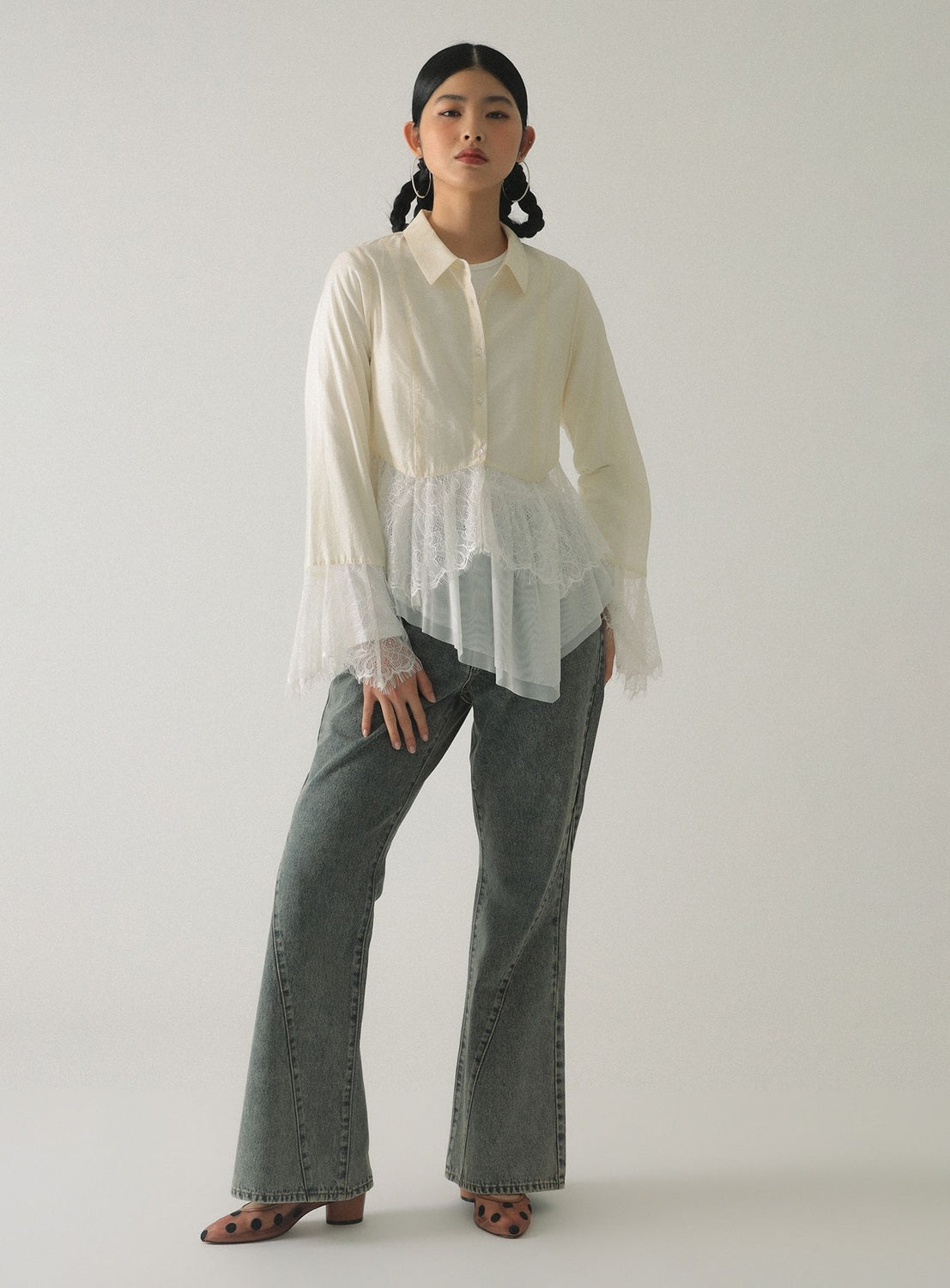 Lace Flared Sleeve Shirt