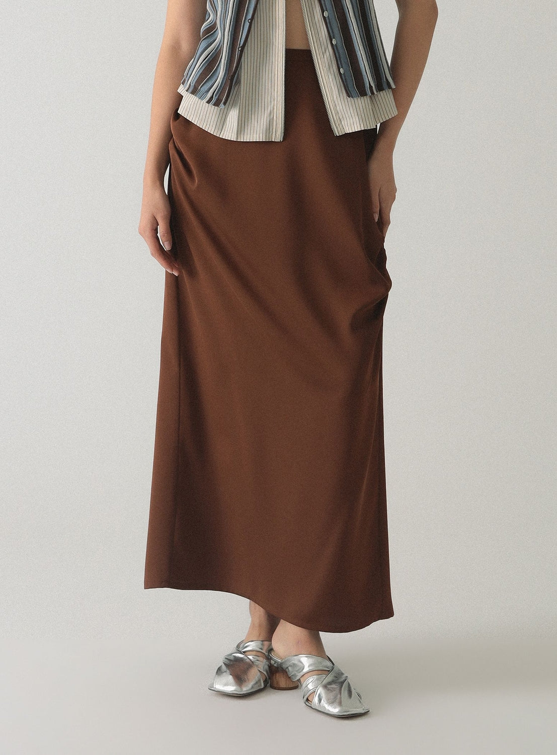 Satin Drape Long Skirt