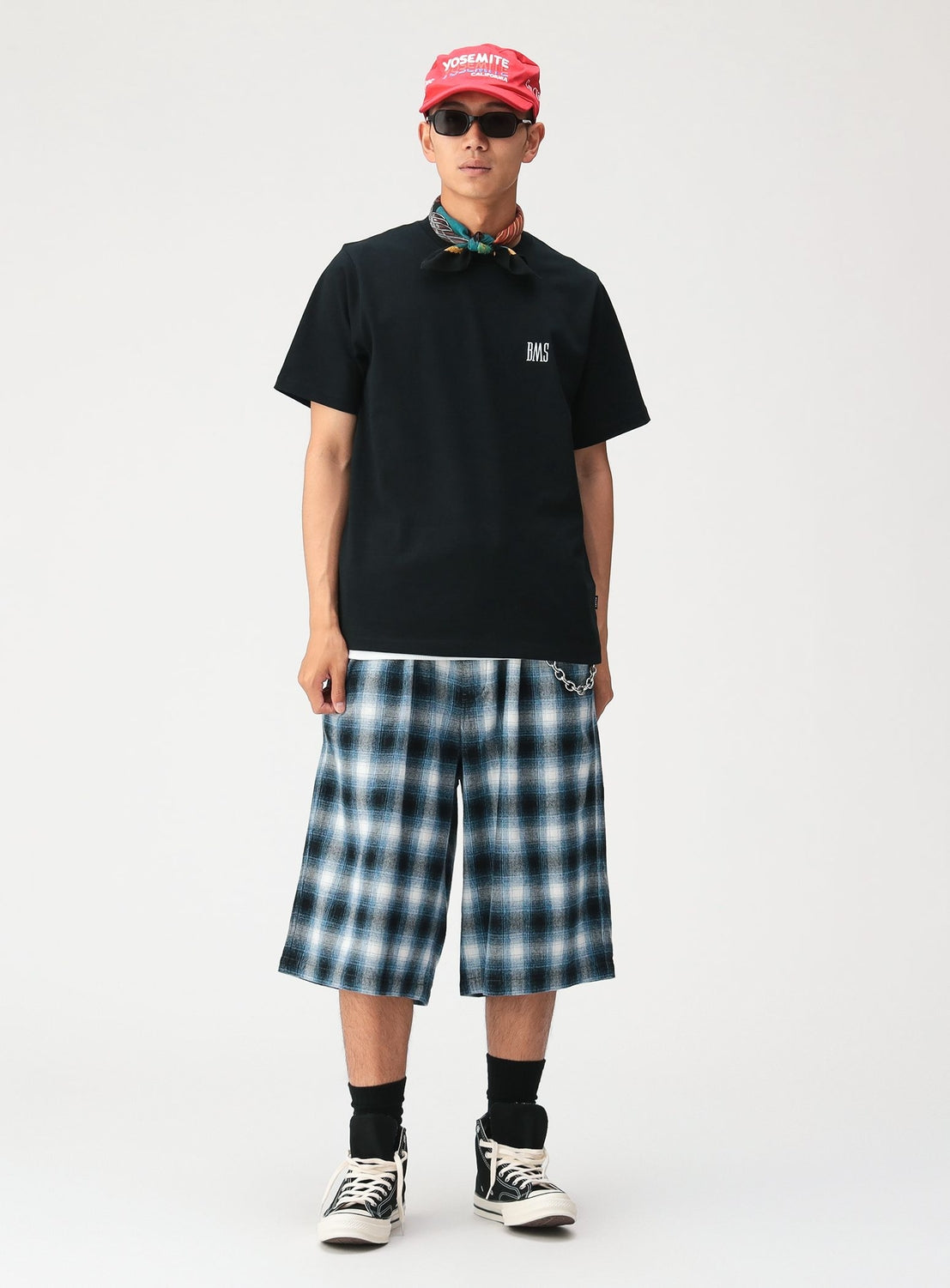 タグ付 T/C Sucker Ombre Check Easy Shorts Check Shorts