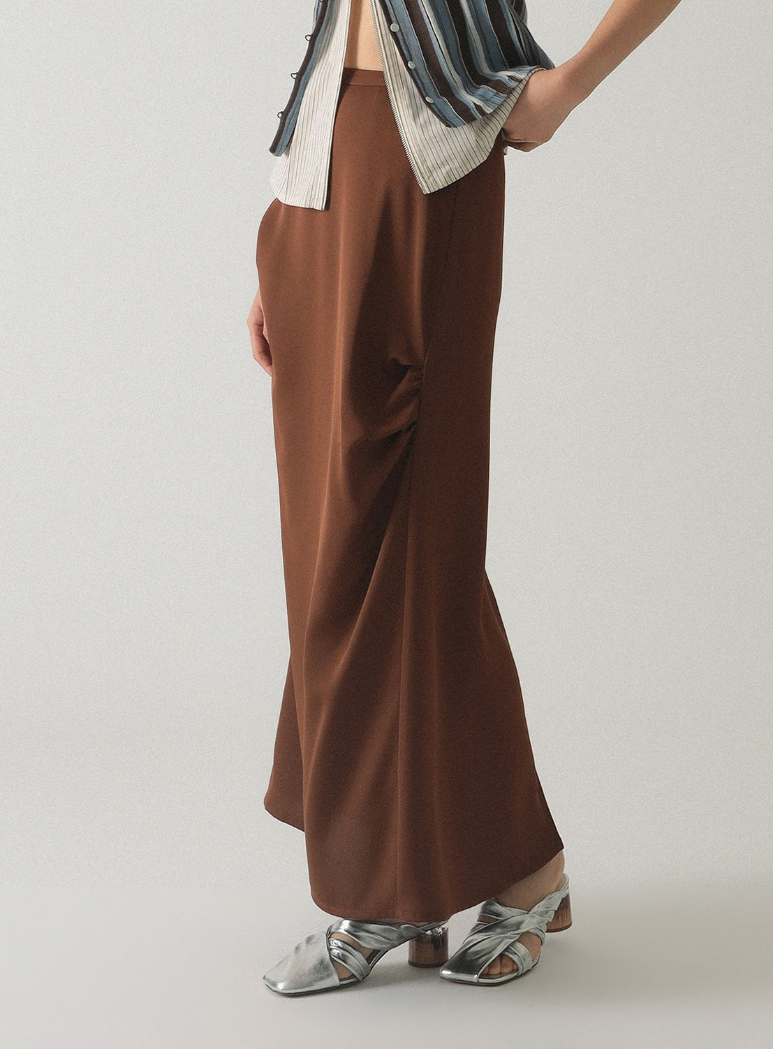 Satin Drape Long Skirt