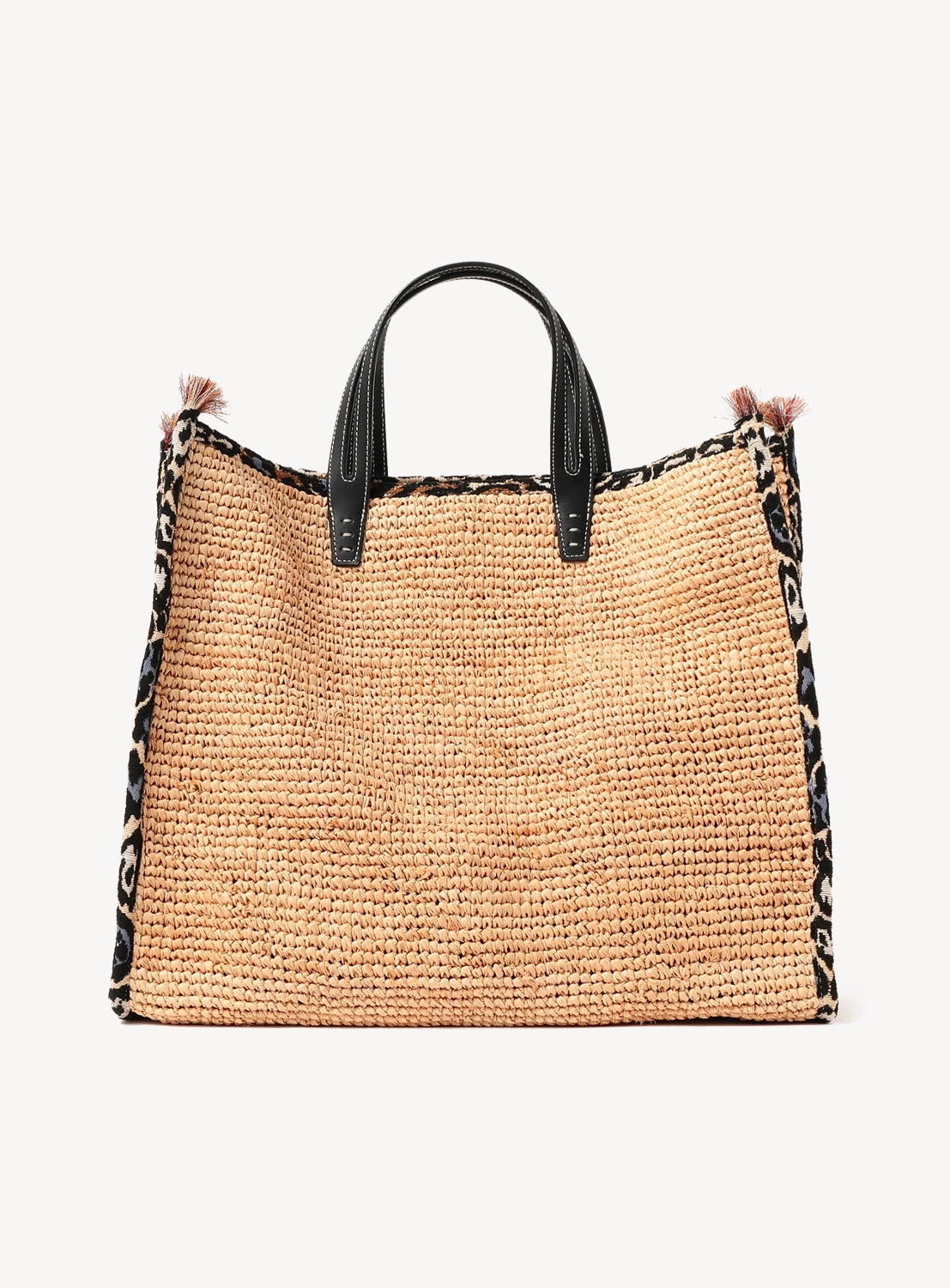 Tank Raffia Leopard Tote Bag