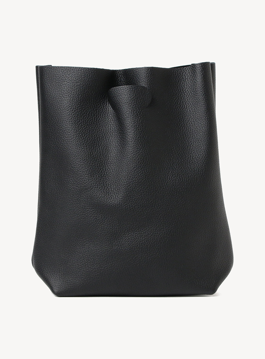A minimalist black leather Not Eco Big Bag by Hender Scheme with a folded top opening.
