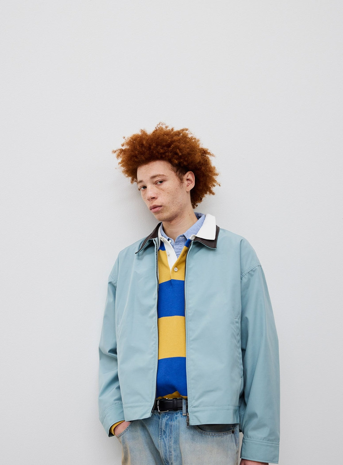 Wide Leather Collar Jacket