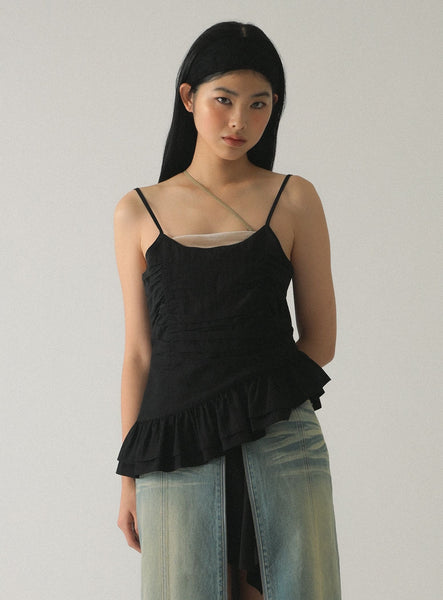 Asymmetric Ruffle Hem Camisole Top