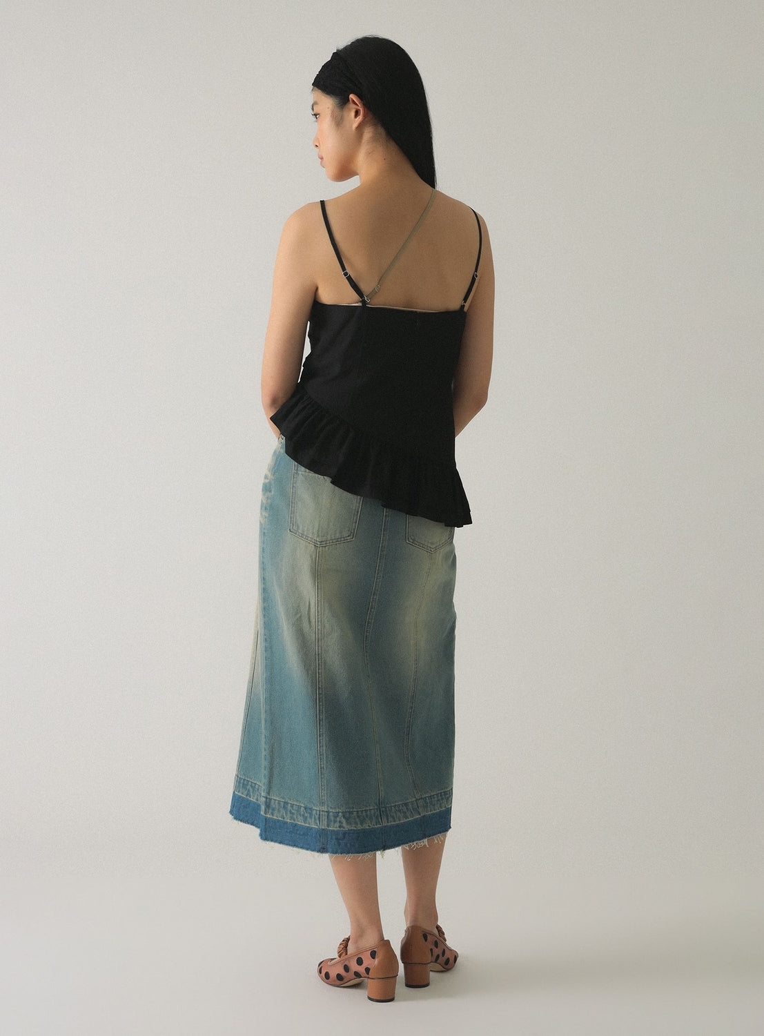 Asymmetric Ruffle Hem Camisole Top
