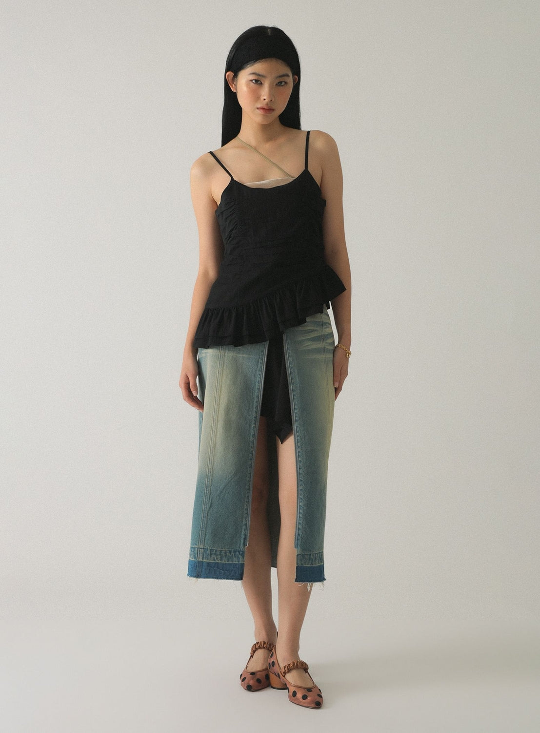 Asymmetric Ruffle Hem Camisole Top