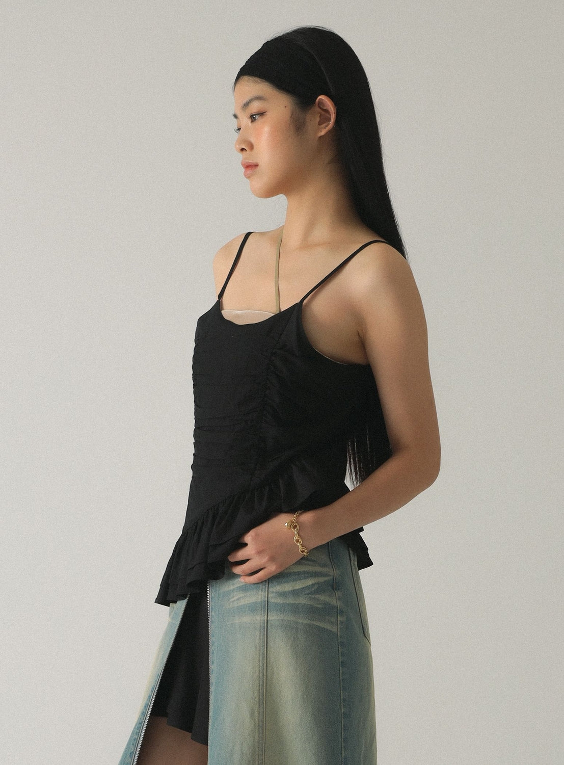 Asymmetric Ruffle Hem Camisole Top