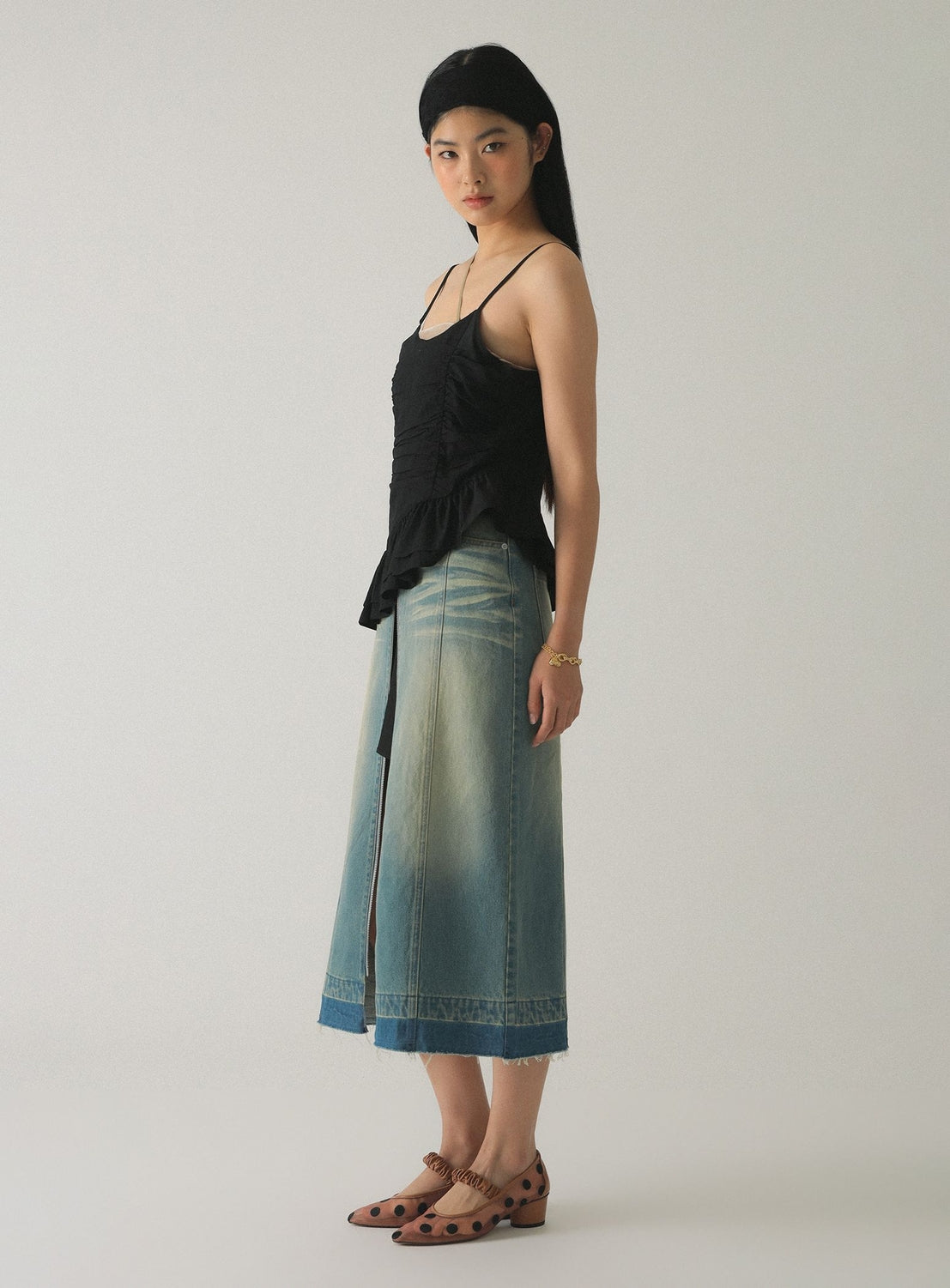 Asymmetric Ruffle Hem Camisole Top
