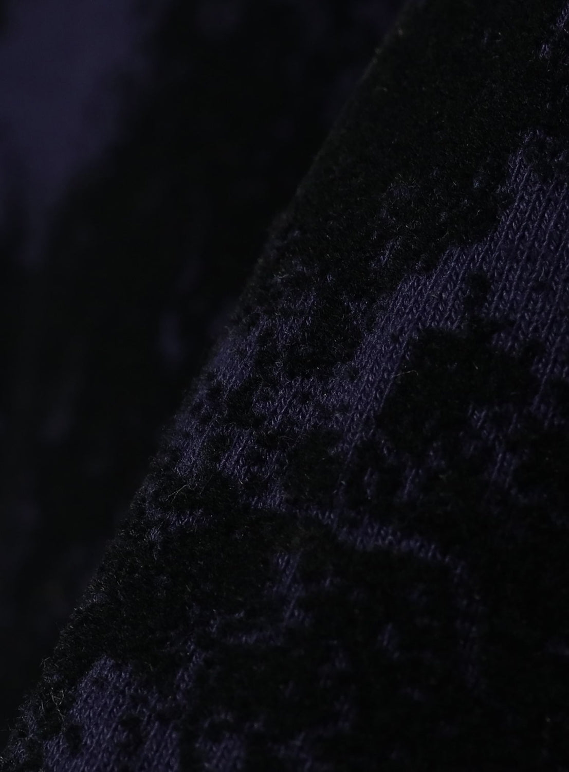 BEAMS Flocked Planet Motif Full-Zip Hoodie in dark blue, featuring a raised, fuzzy, black flock print motif.