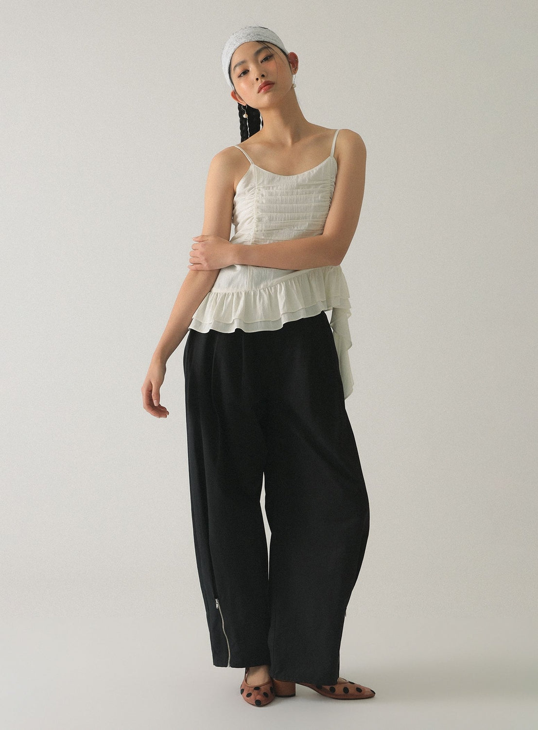 Asymmetric Ruffle Hem Camisole Top
