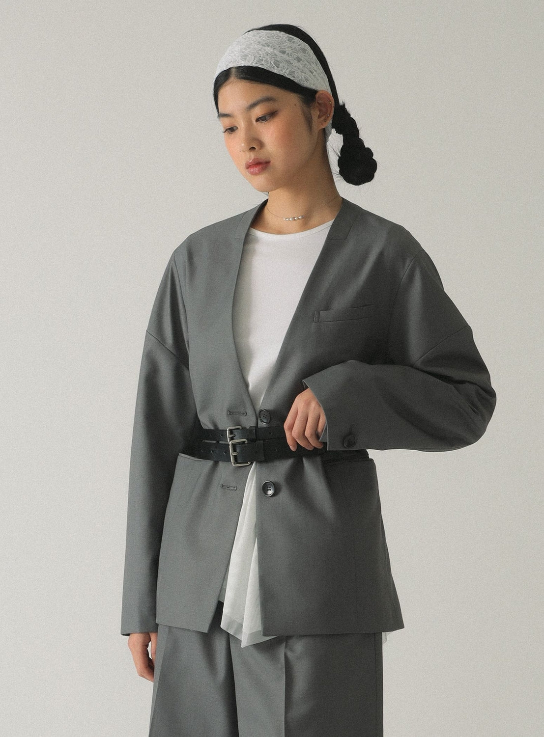Collarless Jacket