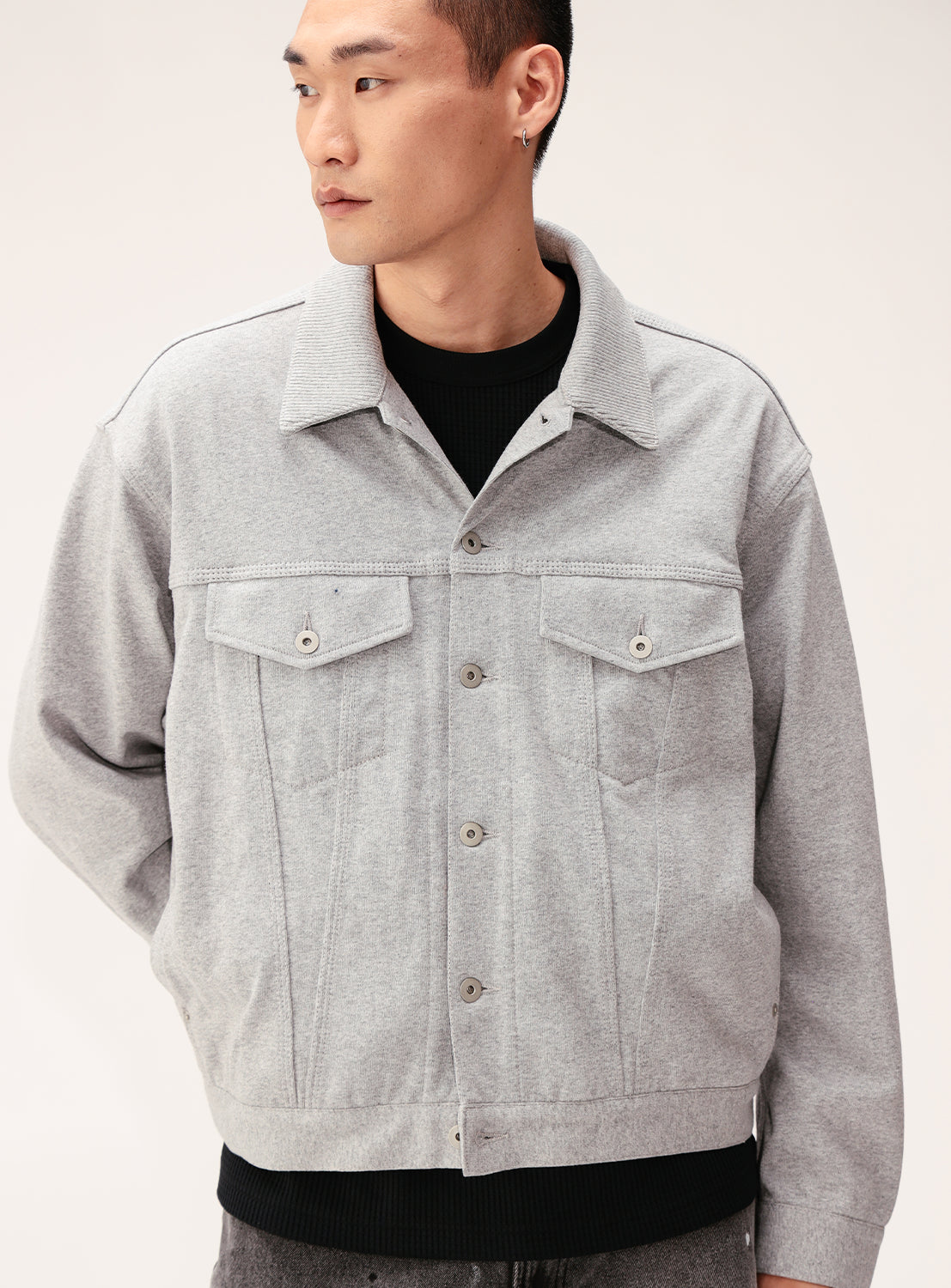Button-Down Jersey Trucker Jacket