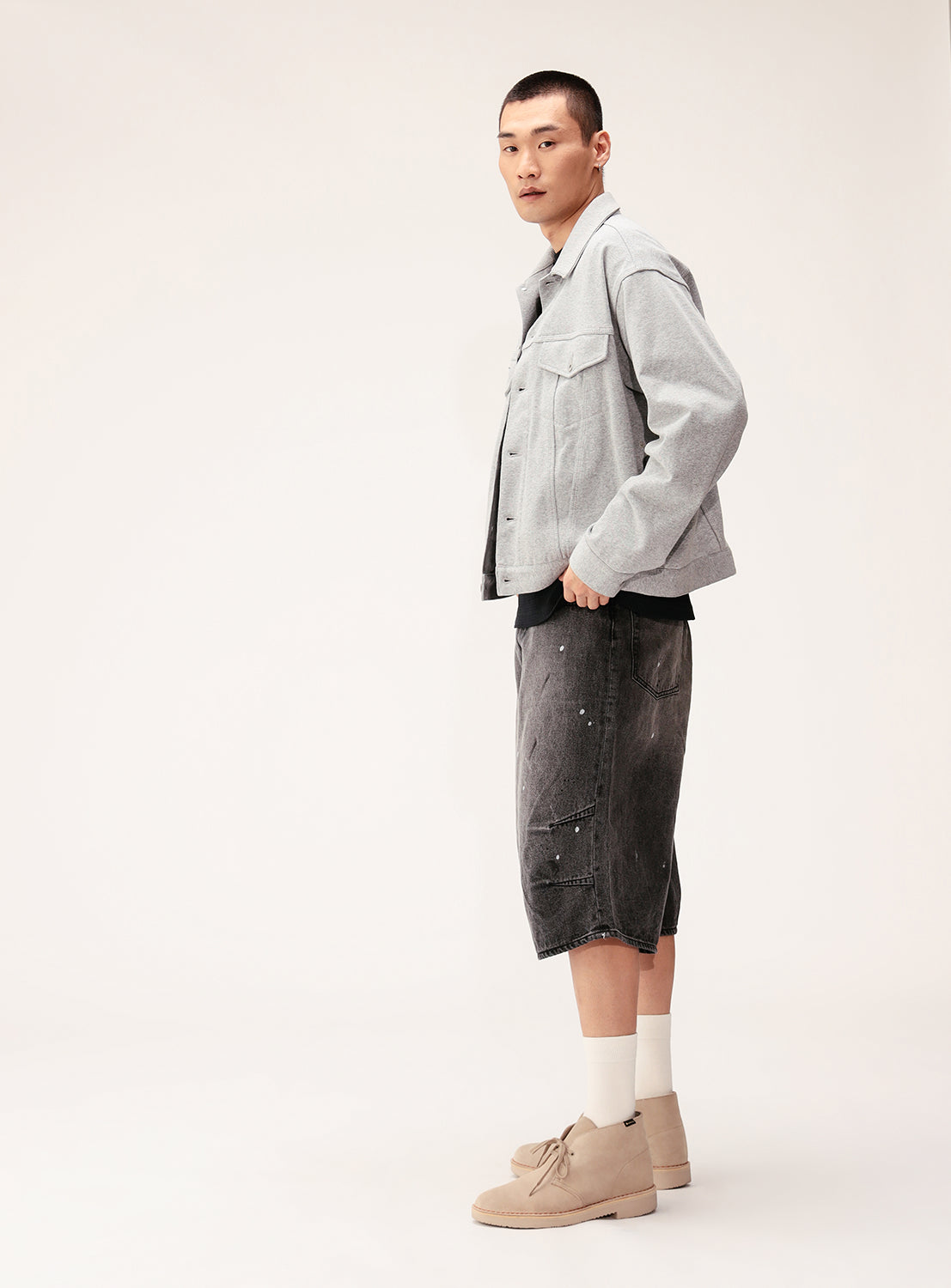 Button-Down Jersey Trucker Jacket