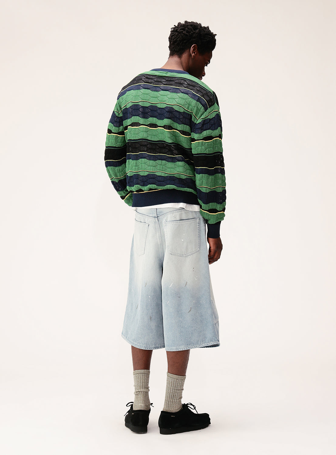 12-Gauge Jacquard Multi-Stripe Knit Sweater