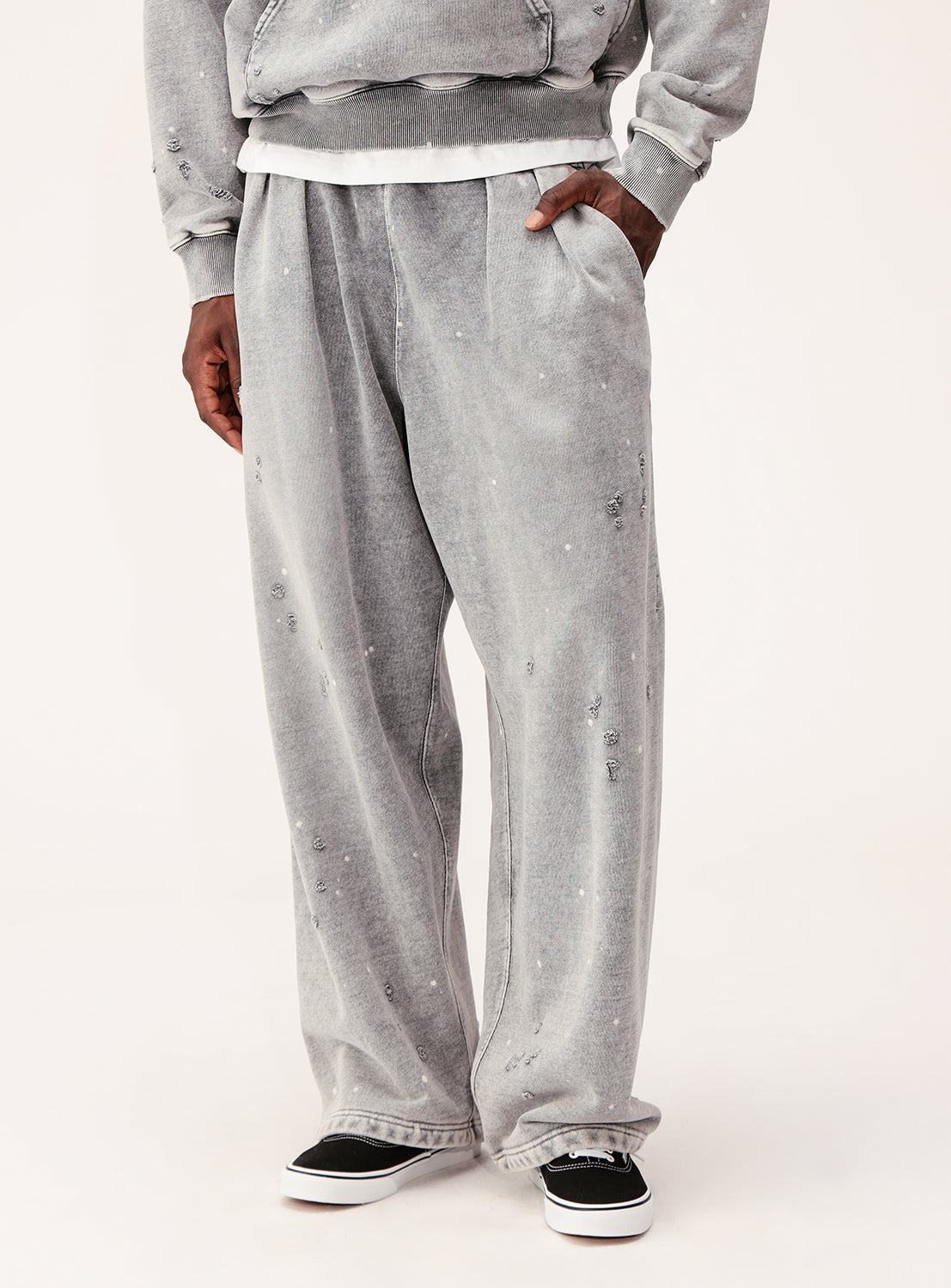 Distressed Wide Straight Fit Sweatpants