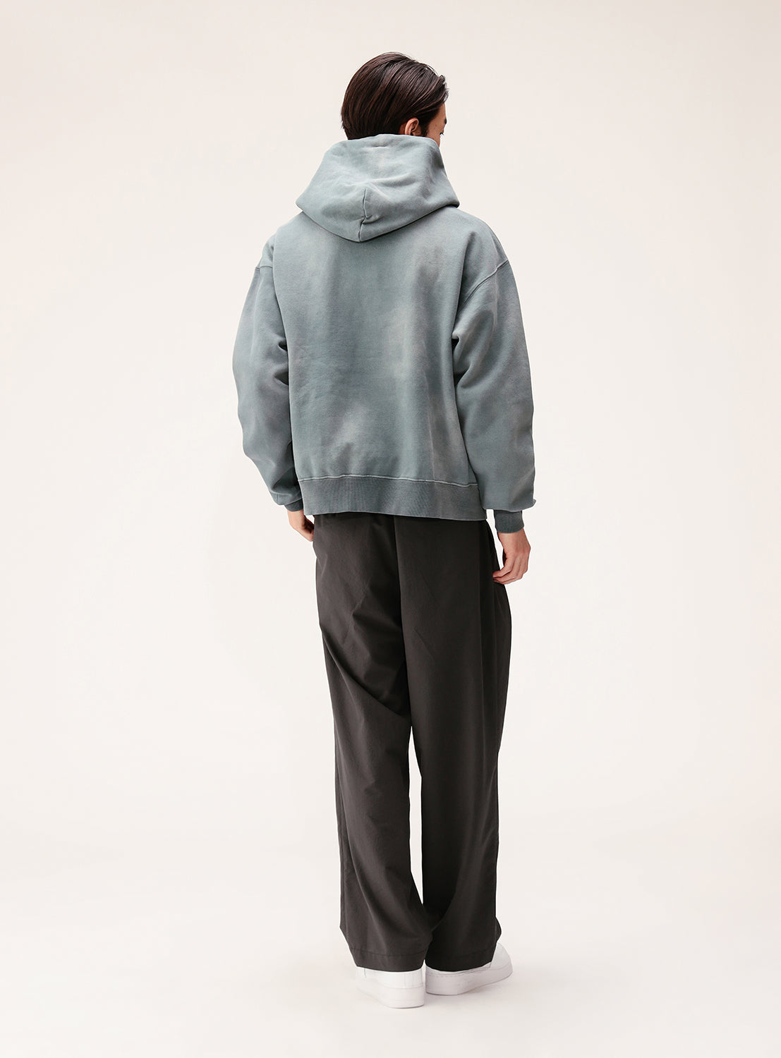 Faded Rivet Full-Zip Wide Short Fit Hoodie