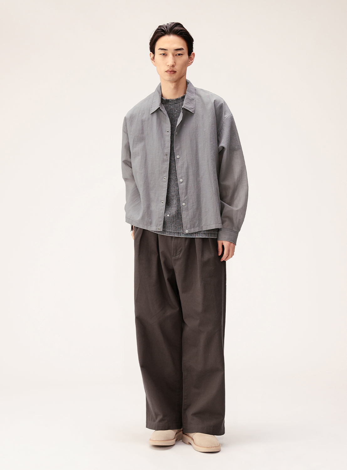 Lightweight Sheer Wide Short Coach Shirt GREY / S Lightweight Sheer Wide Short Coach Shirt GREY / S