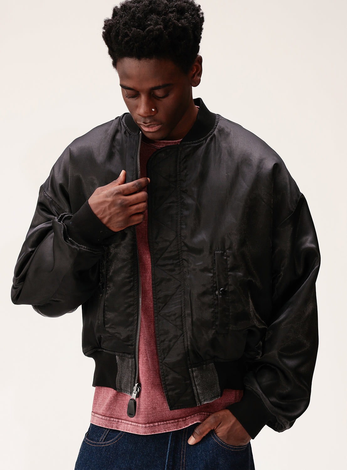 Reversible Faded Bomber Jacket