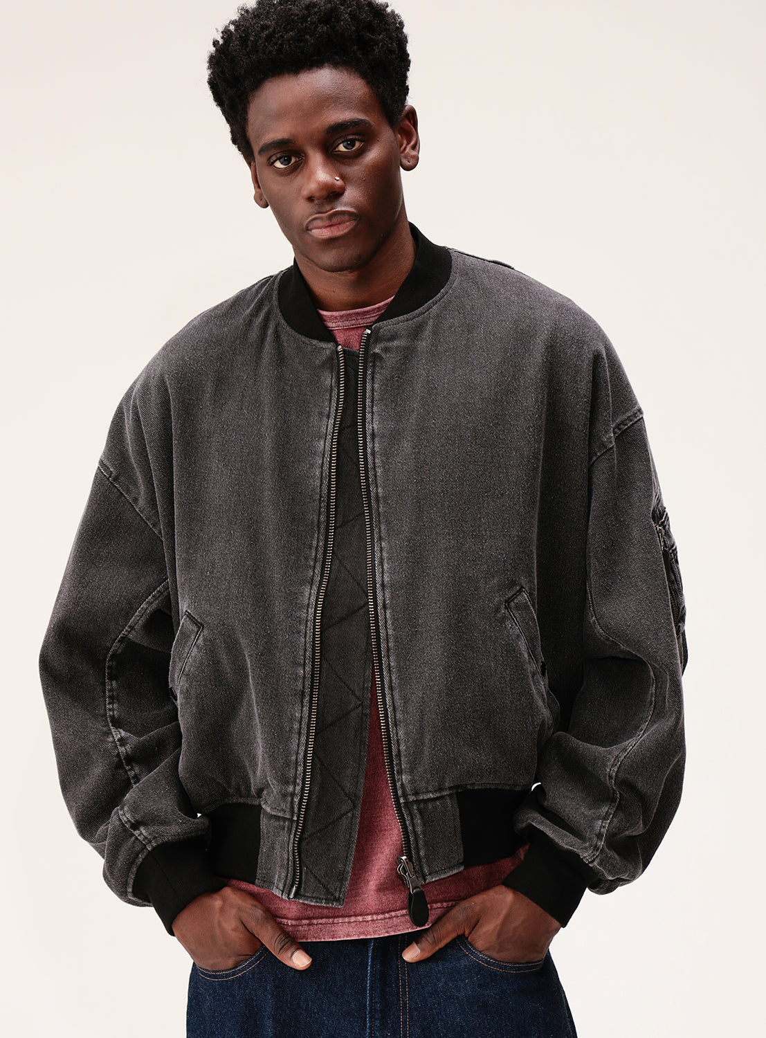 Reversible Faded Bomber Jacket