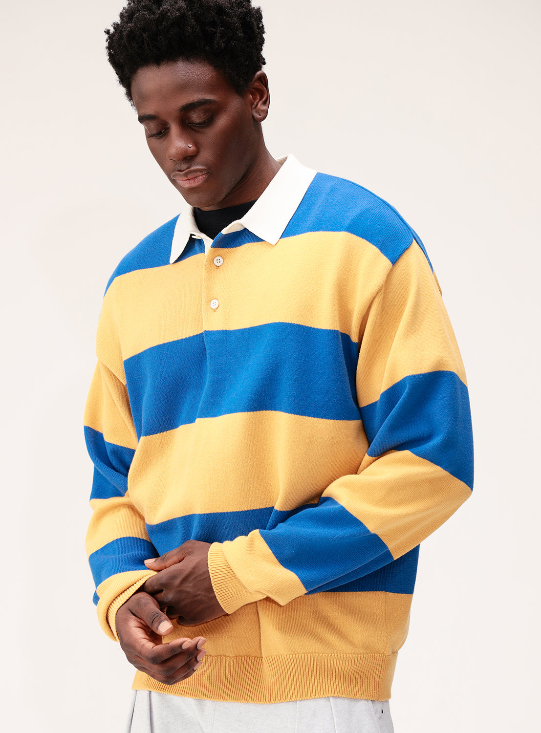 Wide Fit 7-Gauge Rugby Knit Polo Shirt