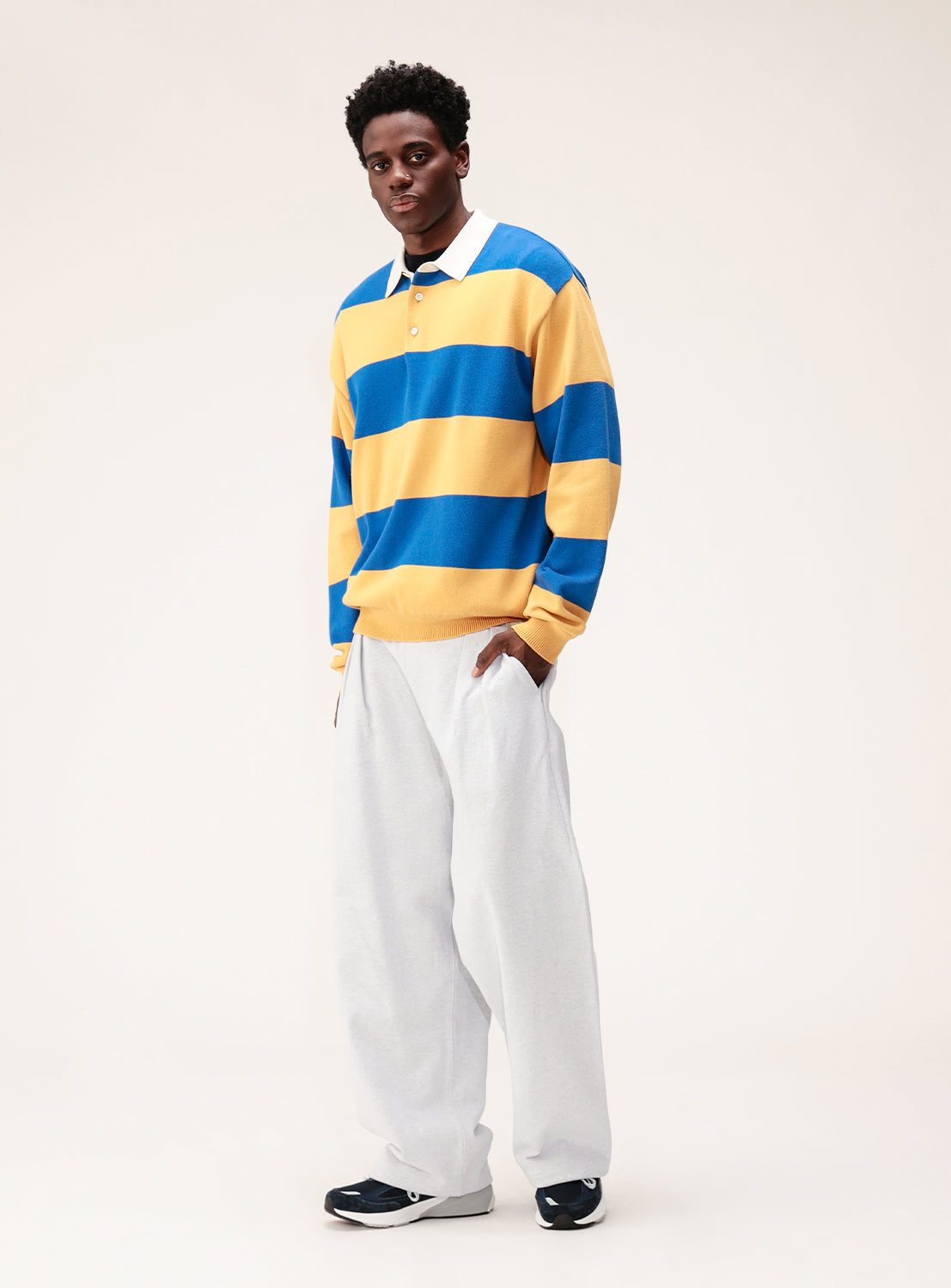 Wide Fit 7-Gauge Rugby Knit Polo Shirt