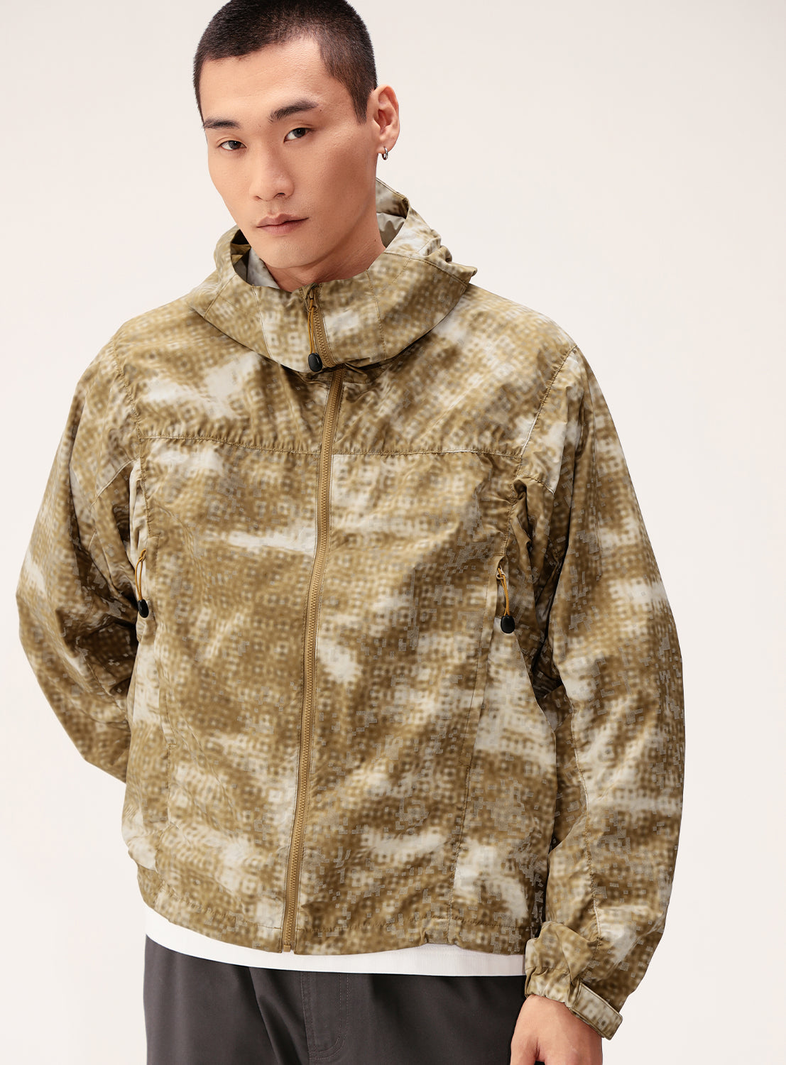 Wide Fit Digital Mosaic Zip-Up Tech Hoodie