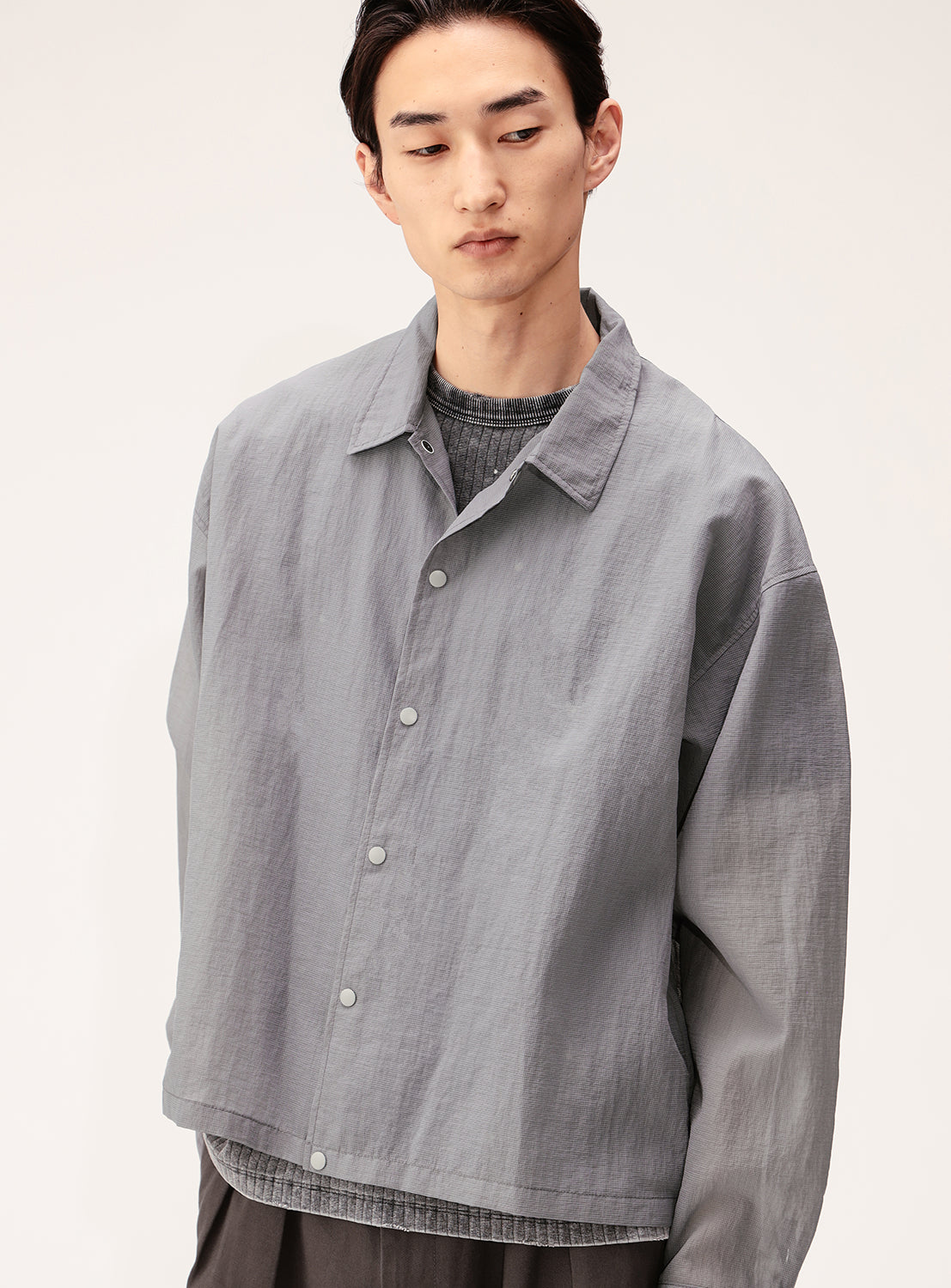 Lightweight Sheer Wide Short Coach Shirt GREY / S Lightweight Sheer Wide Short Coach Shirt GREY / S